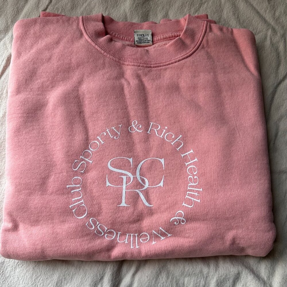 NWT SPORTY RICH SRHWC Crewneck Cotton Sweatshirt Rose size M